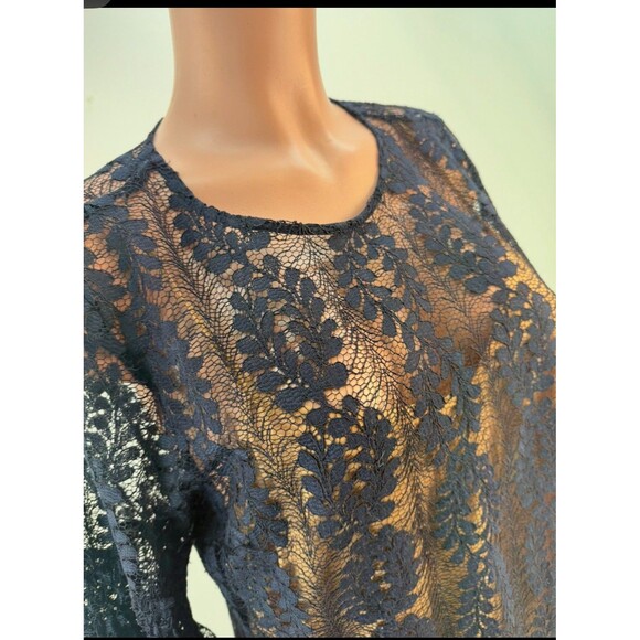Michael Kors Dresses & Skirts - MICHAEL MICHAEL KORS Lace Dress Sz L Babydoll Boho Crochet Navy Blue